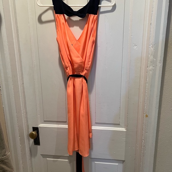 American Eagle Outfitters Dress Size Small Peach/Salmony color Navy Blue Trim - Picture 6 of 6